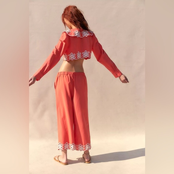 Free People Amina Coord Matching Set Embroidered Tie Front NWT - Picture 3 of 14